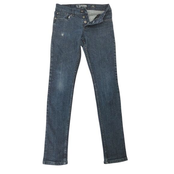 Social Collision Rude Blip Service Dark Blue Button Fly Jeans Sz 28x32 (Read) - Picture 2 of 15